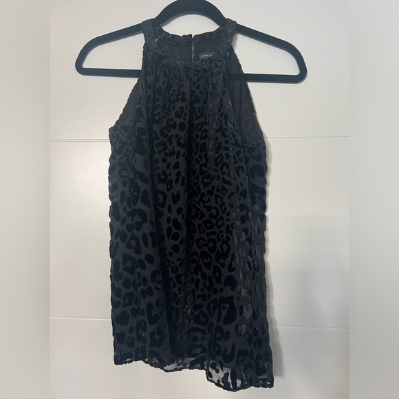 White House Black Market Black Leopard Print Halter Tank Top - Picture 2 of 5